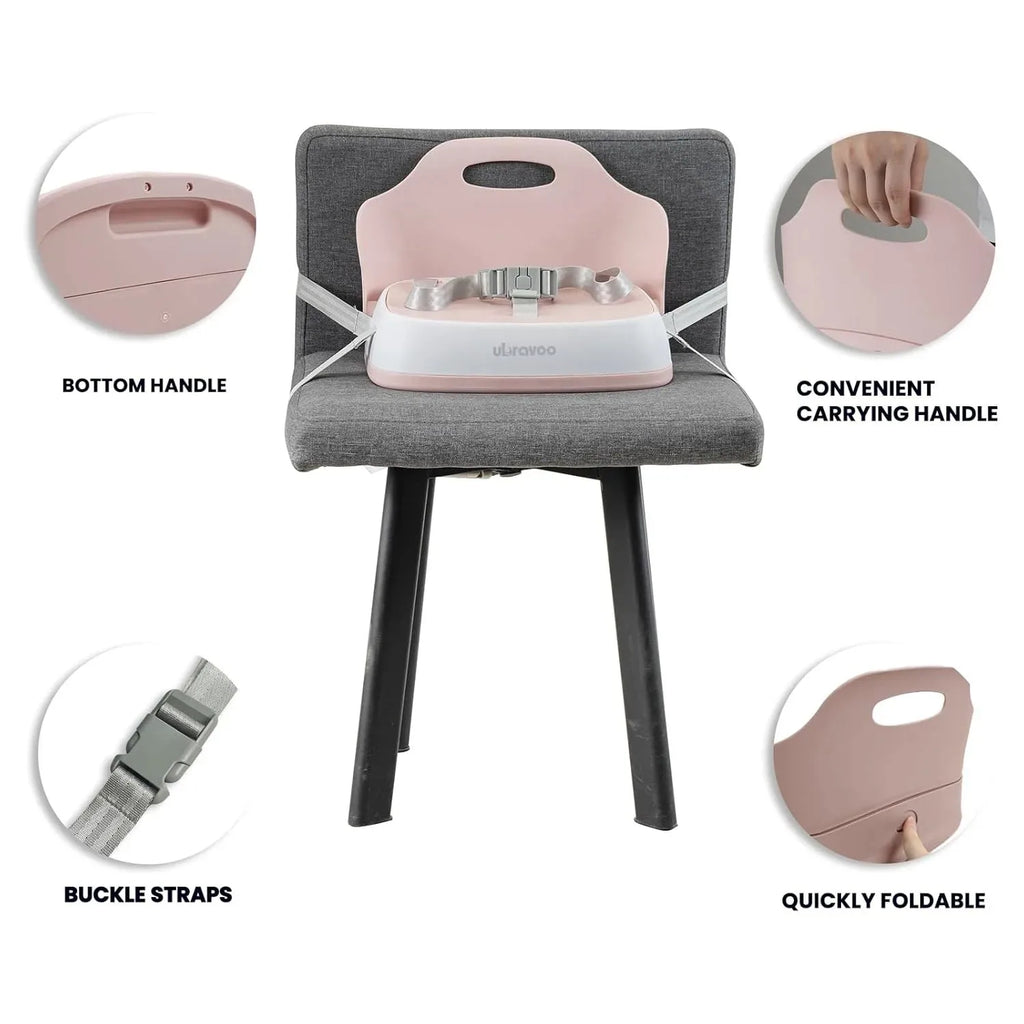 Travel High Chair Portable Booster Seat for Kids with 3-Point Harness And 2 Adjustable Straps Washable Child Eating Seat