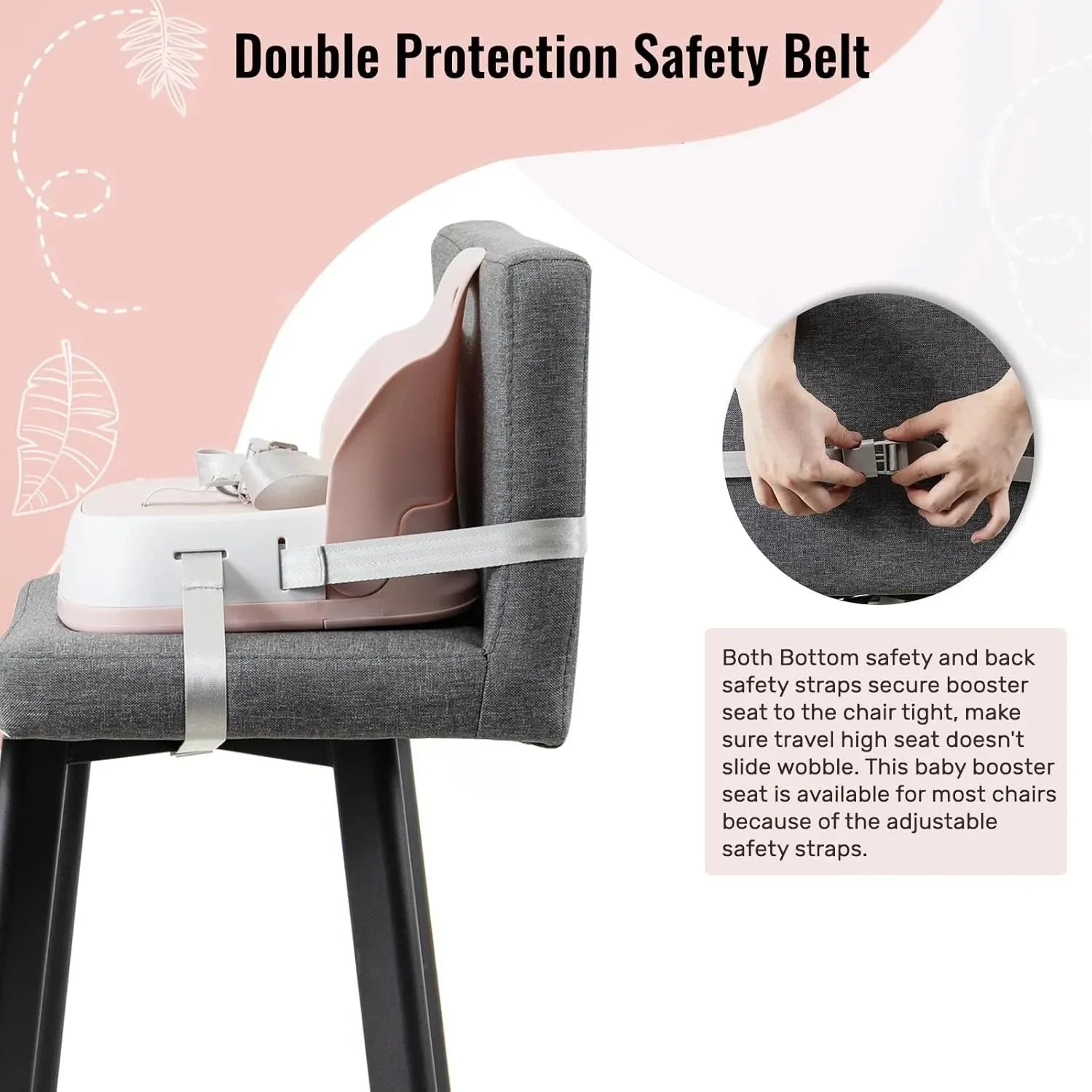 Travel High Chair Portable Booster Seat for Kids with 3-Point Harness And 2 Adjustable Straps Washable Child Eating Seat